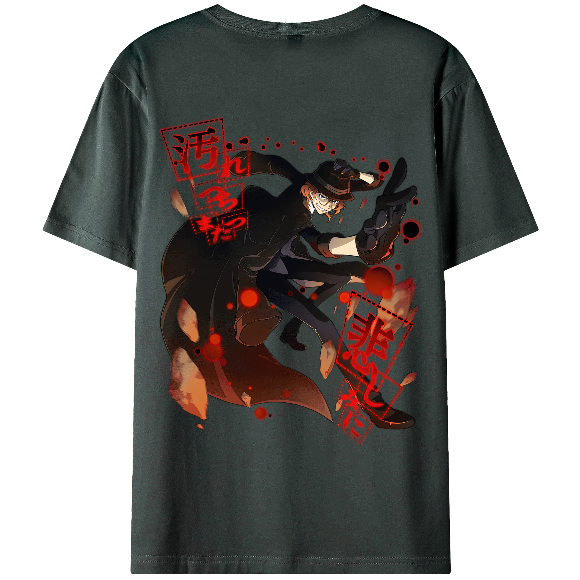 （画像用） 文豪ストレイドッグス Bungo Stray Dogs 綿100％ メンズ半袖Tシャツ（バックプリント） 通気性